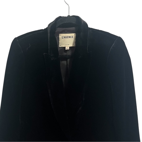 L’AGENCE Chamberlain Velvet Blazer Jacket Black - Picture 4 of 11